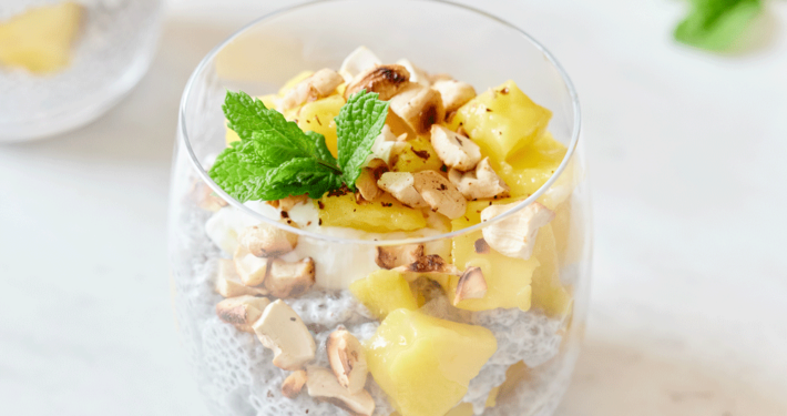 Vegan chia pudding with mango