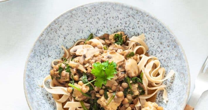 Mushroom and Tempeh Stroganoff